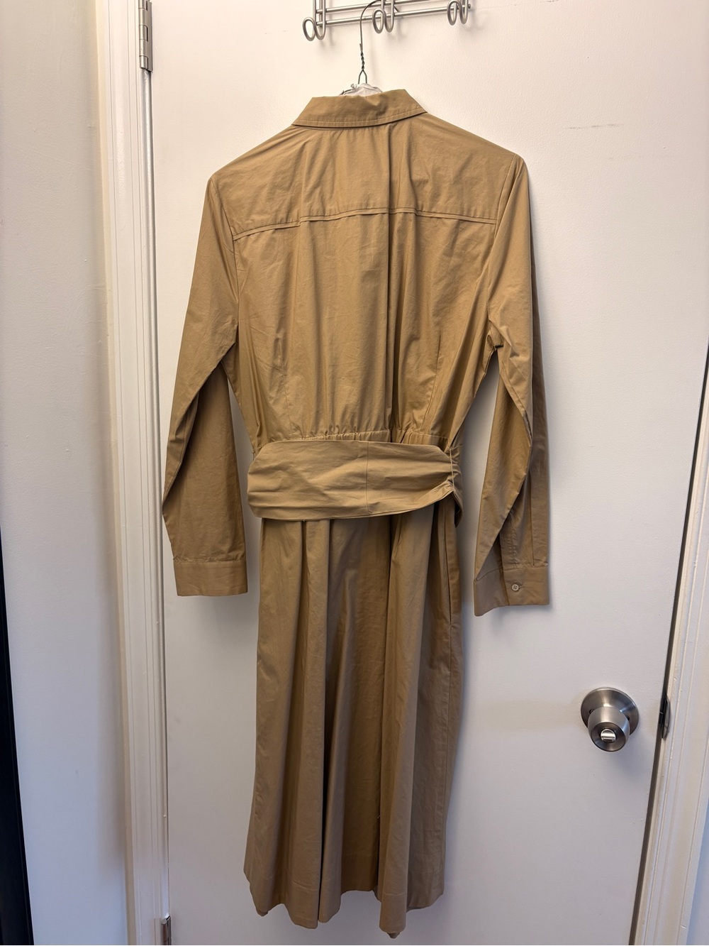 J. Crew Long-Sleeve Tan Button-Front Shirt Dress - Picture 3 of 7